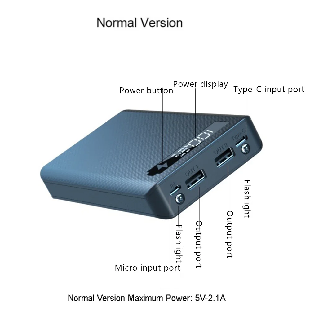 6X18650 Battery Charger Box Power Bank Case Charging Box for Mobile Phone Charge, Standard Charge Black