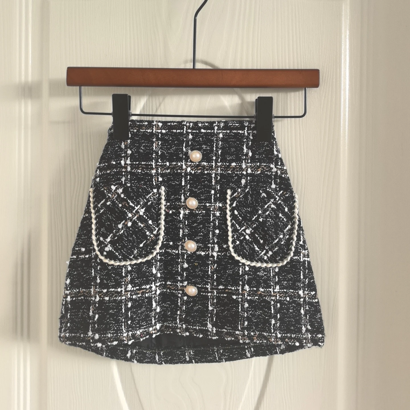 

Girls' Spring and Autumn Checkered Children's Clothing Kids Princess Versatile Temperament Half Skirt Girls Skirt