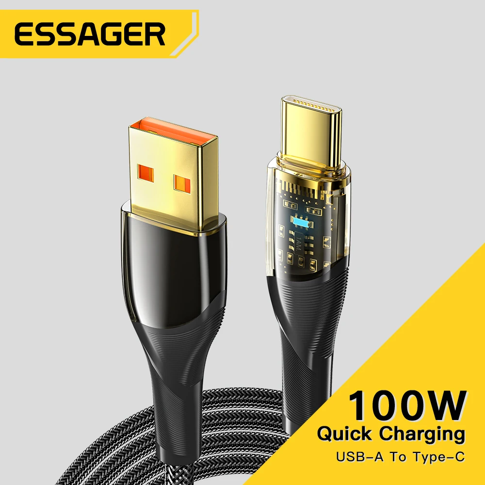 Essager 7A USB Type C Cable PD 100W Fast Charging Wire USB C Charger Data Cord For Huawei P50 Samsung Honor for iPhone 16 pro