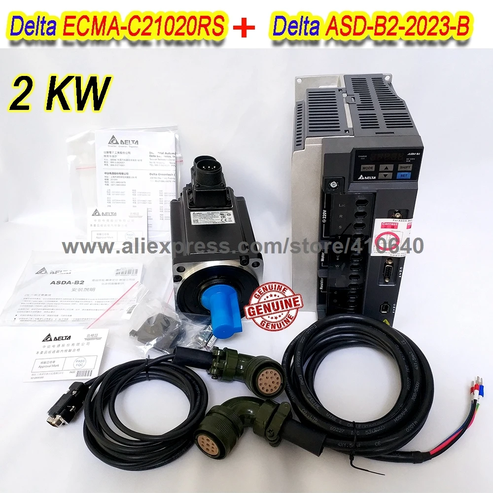 Set Sales Delta 2000 W Servo Motor ECMA-C21020RS And Servo Drive ASD-B2-2023-B with Cable with 5000 rpm Better Quality