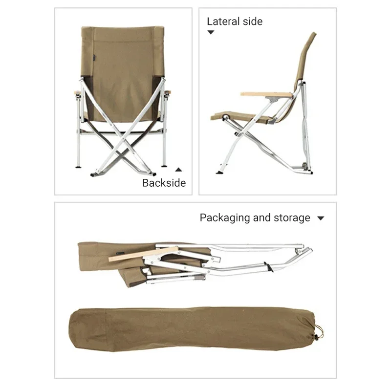 Outdoor Camping Aluminum Alloy Sea Dog Folding Chair Portable Fishing Leisure Cloth Sail High Back Bending Reclining Chair