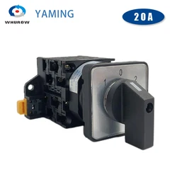 3 Pole Manual Cam Switch Industrial DIN Rail YMW42-20/3 Black 20A 12 Terminal Rotary Universal Selector