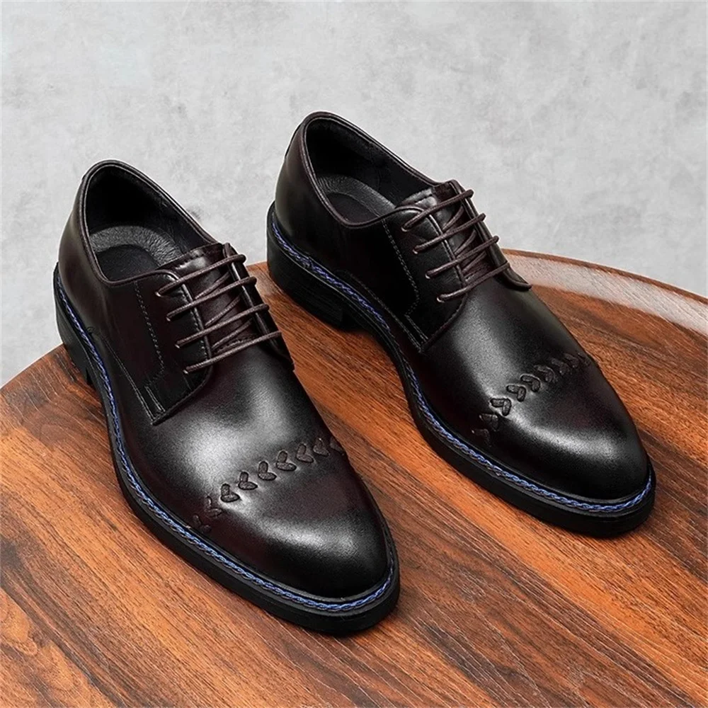 

Autumn and Winter Oxford Shoes Men Genuine Leather British Business Dress Leather Shoes Round Toe Lace Up Wedding Groom Shoes