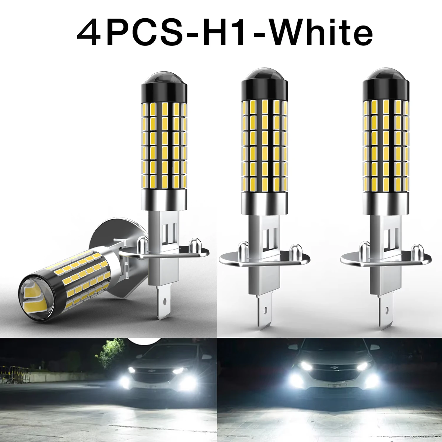 4X Canbus H1 LED Fog Light Bulb 3000Lm 78PCS 3014 Chips Plug and Play Anti-Flicker For Opel Astra H Vectra C Zafira B Corsa D