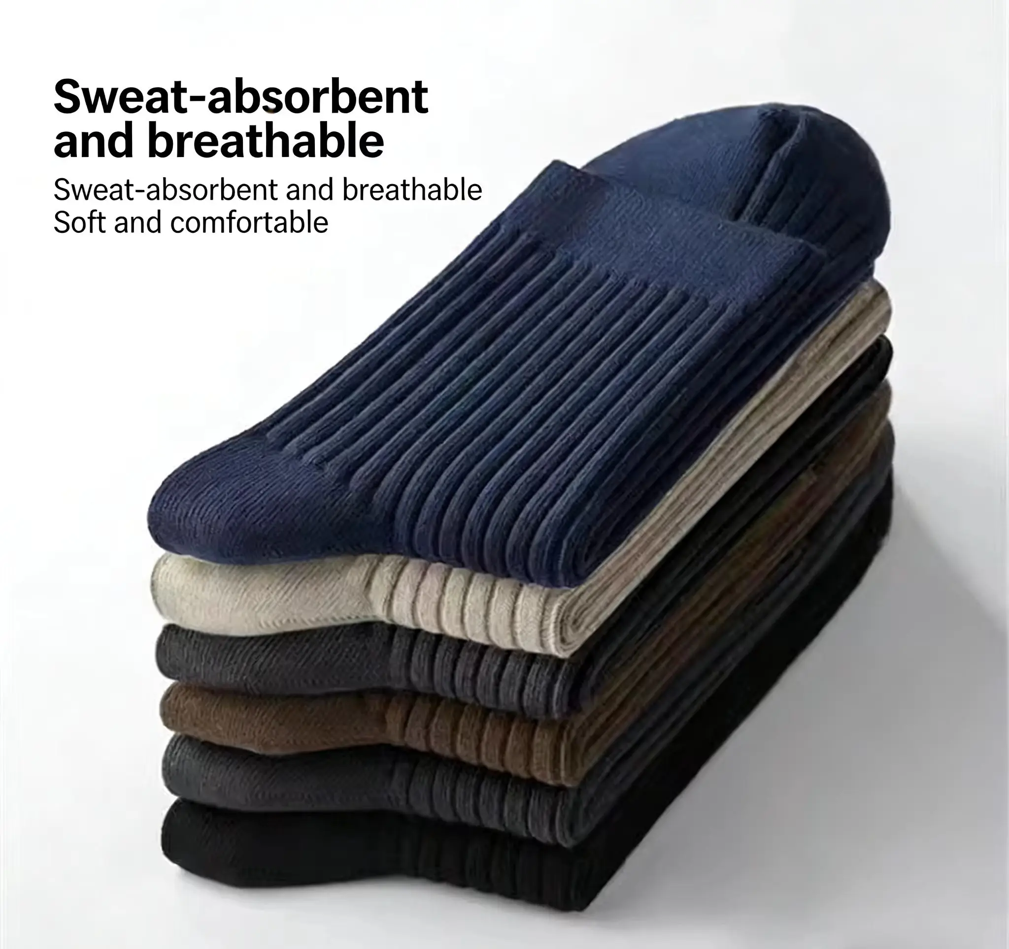 5 Pairs Men's Pure Cotton Mid-Calf Socks, Anti-Odor Breathable Comfortable, Business Casual All-Season Socks, Fast Delivery