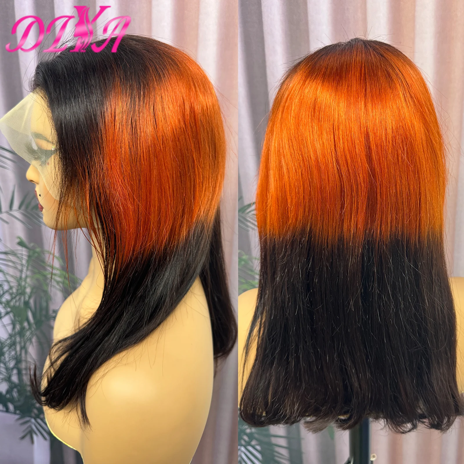 Wig rambut manusia Bob lurus berwarna 10-16inci untuk wanita warna hitam 13x4 wig rambut manusia Remy Brasil renda depan telah ditanami