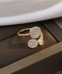 2024 Korean New Exquisite Geometric Round Ring Women's Fashion Temperament Simple Versatile Open Ring