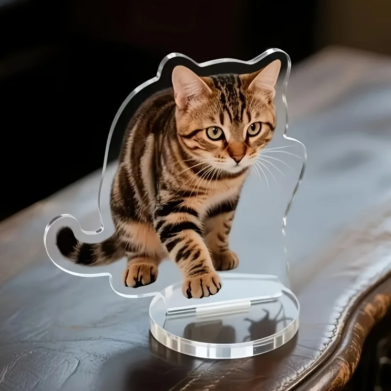 2D Flat, Custom Acrylic Pet Desktop Ornament  Upload Pet Photo  Crystal-Clear Double-Sided Printing  Perfect Gift for Pet Lovers