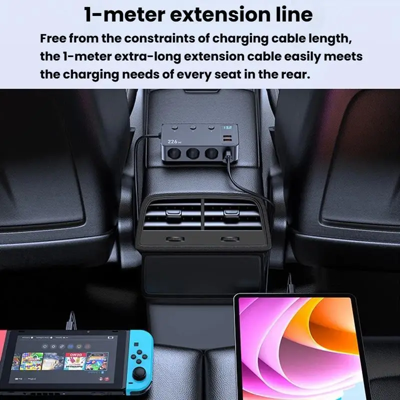 C33 226W 3 In 1 Car Cigarette Lighter Digital Display PD Fast-Charging Car Charger view 4