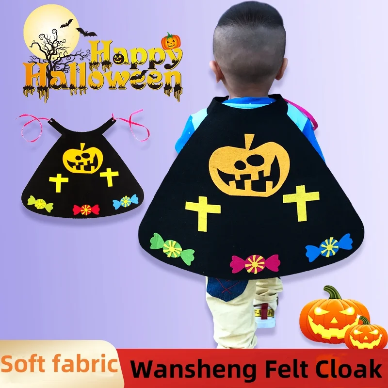 

Handmade DIY Little Cloak Halloween Cosplay Witch Pumpkin Dress Up Boys and Girls Cloak