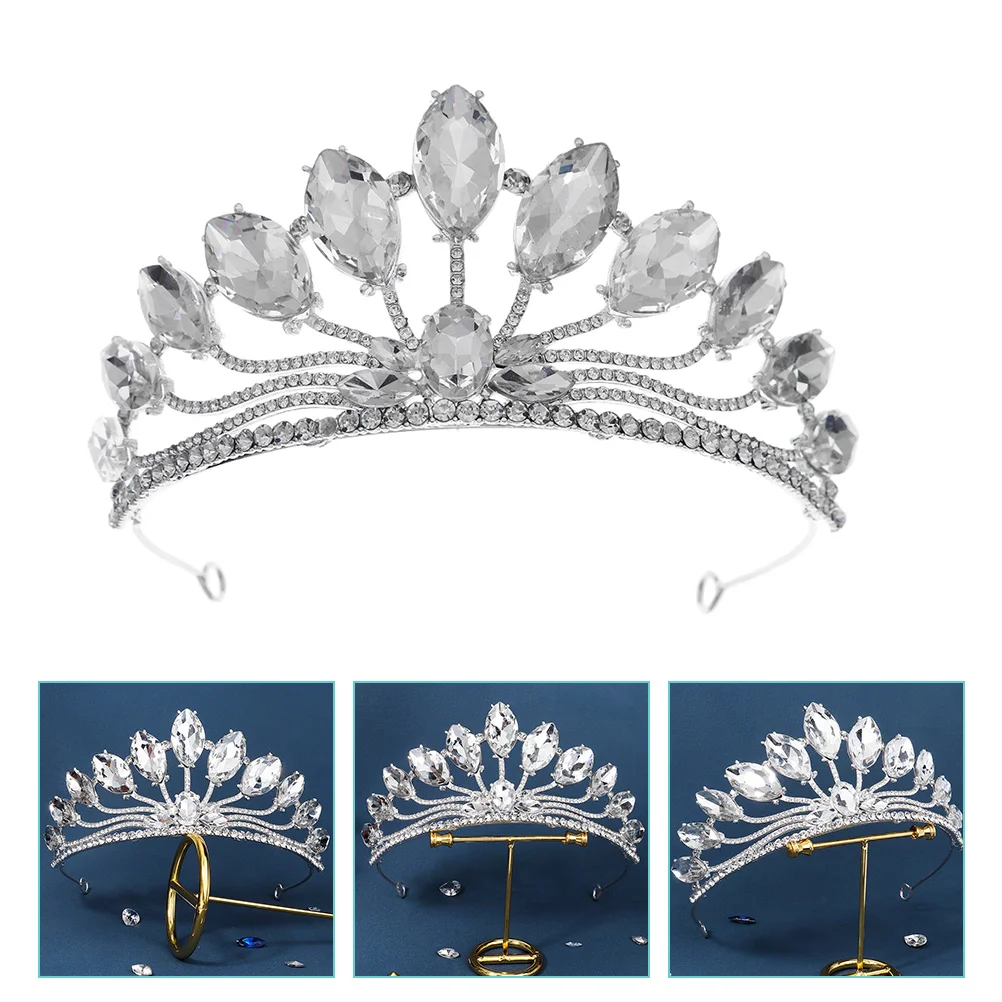 

Rhinestone Alloy Tiara Elegant Crown For Women Girls Bridal Wedding Party 18Th Birthday Decorative Accessories Headwear