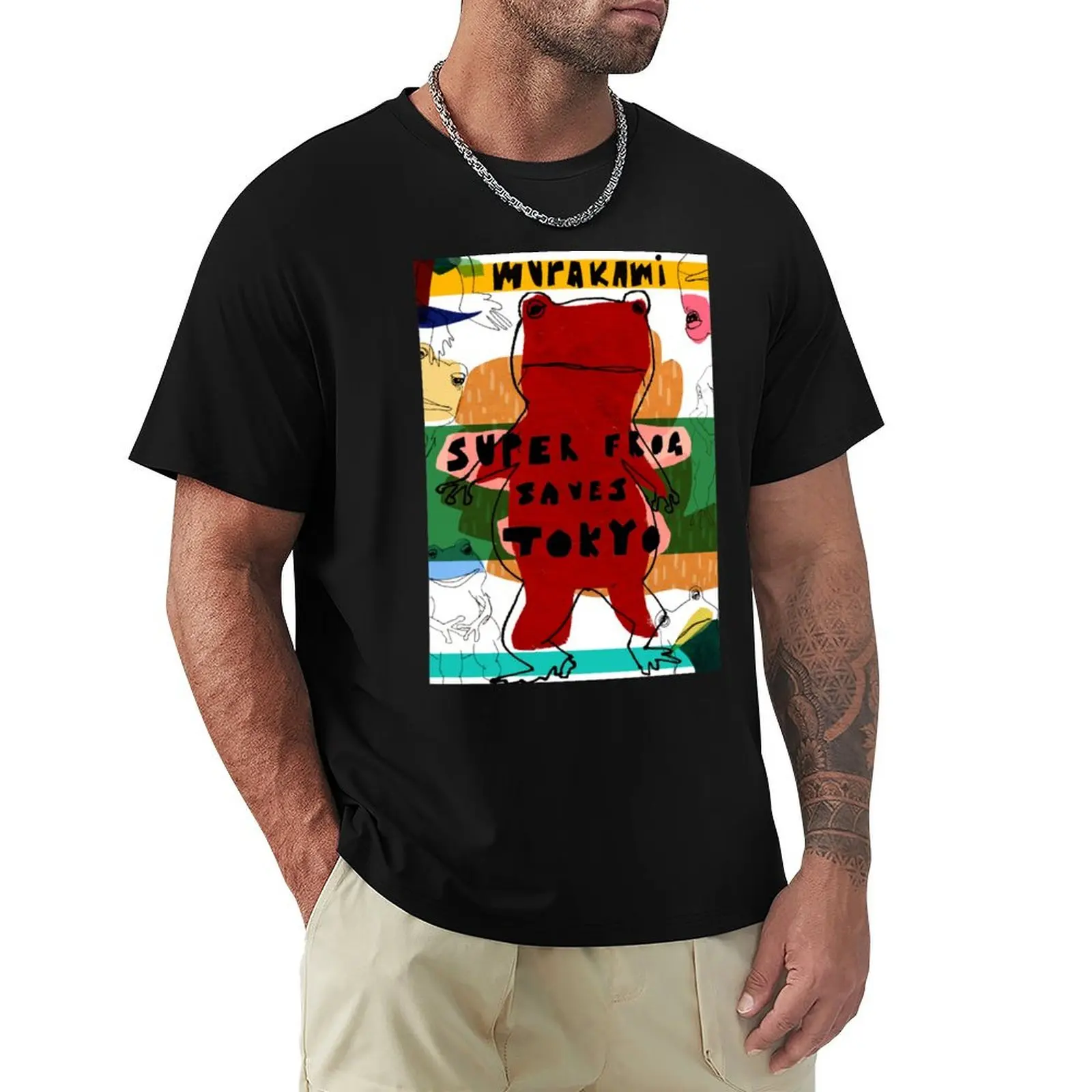 Super Frog Saves Tokyo T-Shirt Fashion Graphic Tee for Men