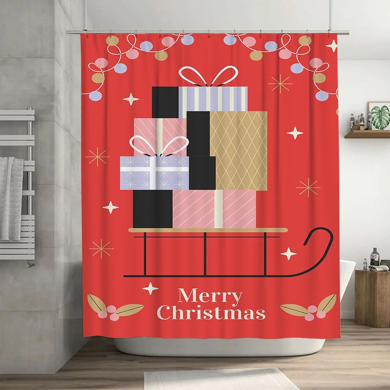 

Tuniu очаровательная рождественская занавеска для душа в ванной комнате, праздничный декор, забавный милый водонепроницаемый тканевый фон