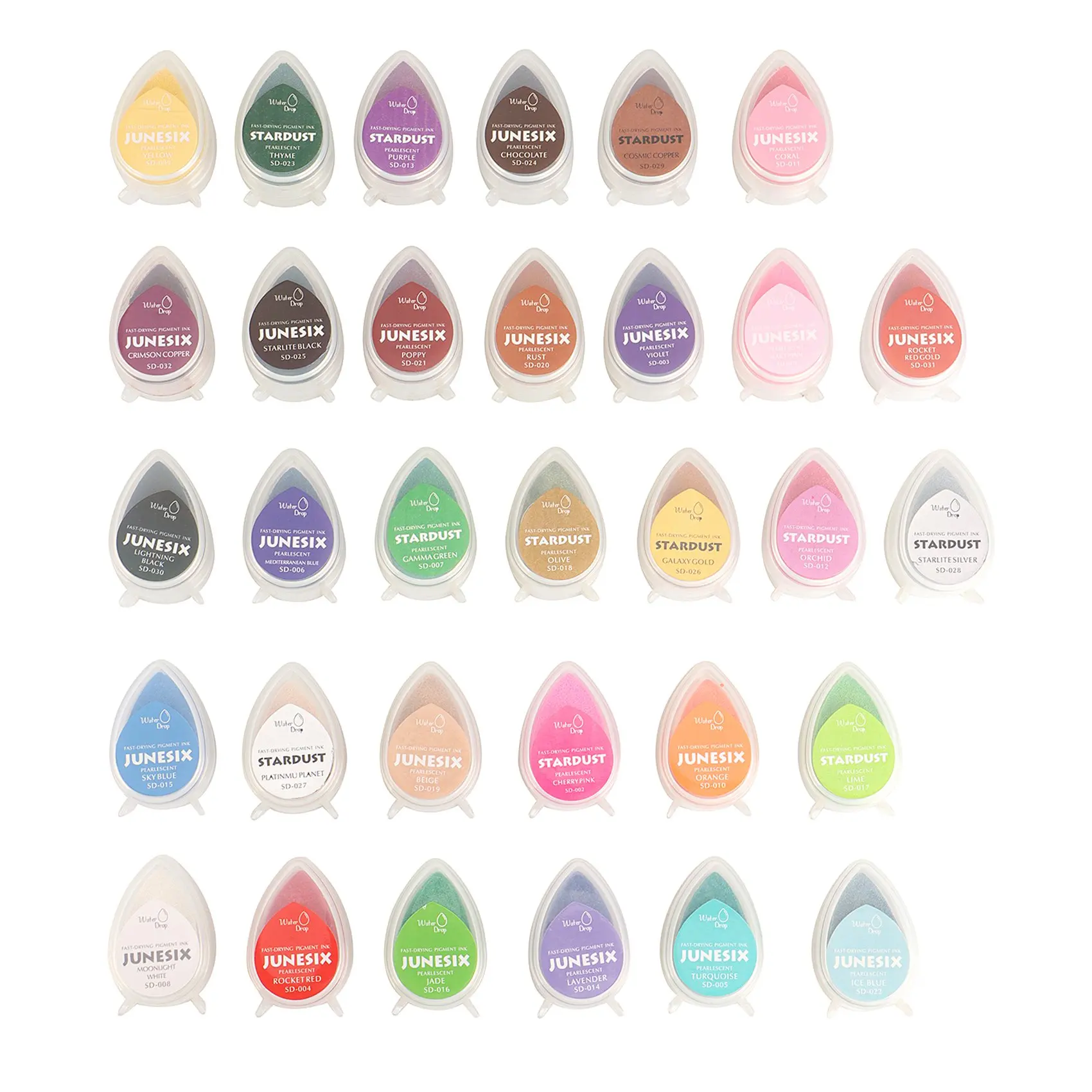 32 Colors Multi-Colored Water Drop Inkpad Set Glitter Effect for Scrapbooking Rubber Stamps Ink Pad Template Coloring-DTB1