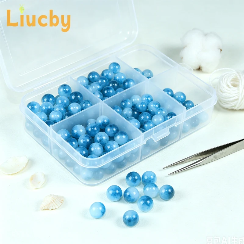 Natural Stone Blue Jasper Chalcedony Scattered Beads For Jewelry Making DIY Bracelets Accessories 6/8/10/12/14MM About 20 Pieces