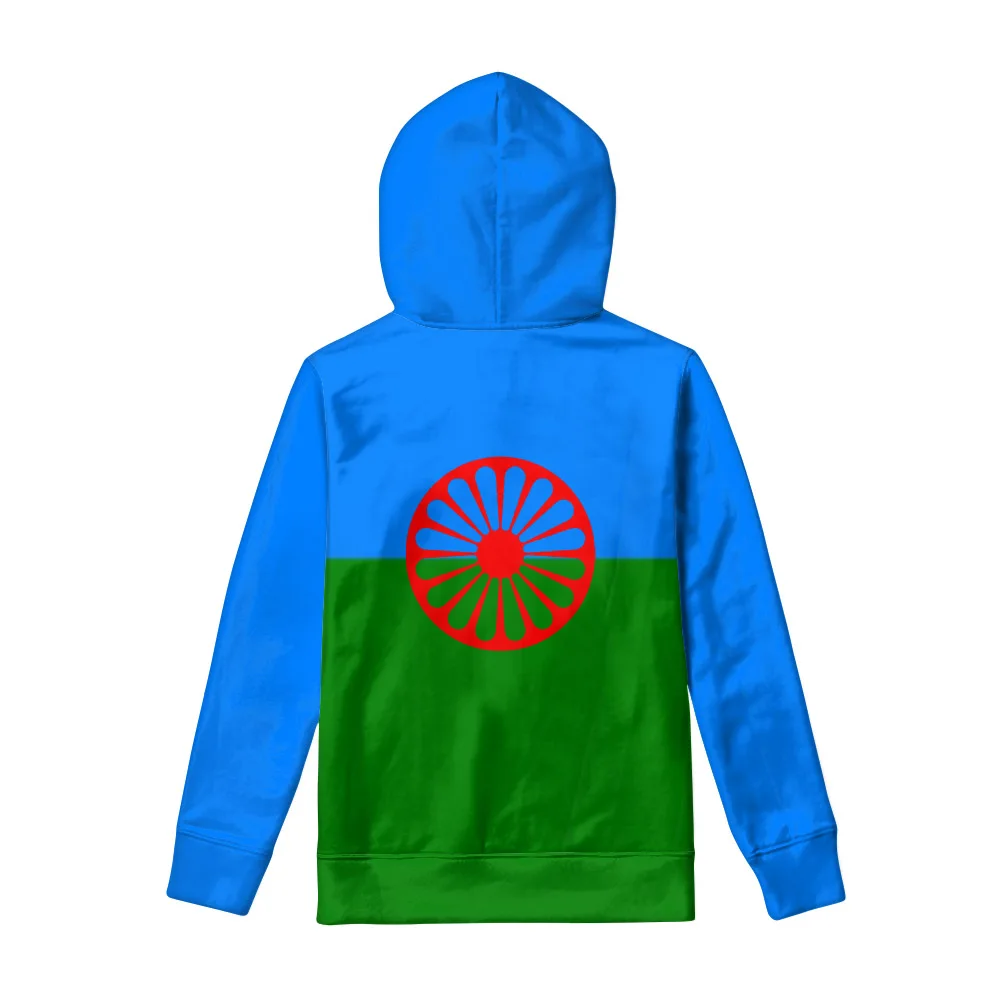 Rom Gypsy Zipper Hoodie Custom Made Name Number Logo Text Sweatshirt Flag Of The Romani People Print Photo Clothes