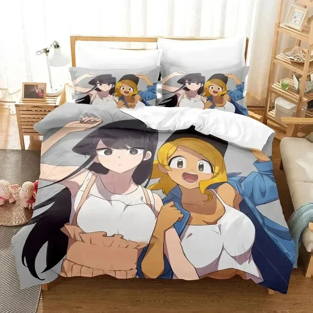 3D Print Anime Komi Can't Communicate Comfortable Duvet Cover Pillowcase Bedding Set Children Bedroom Decoration Home Textile