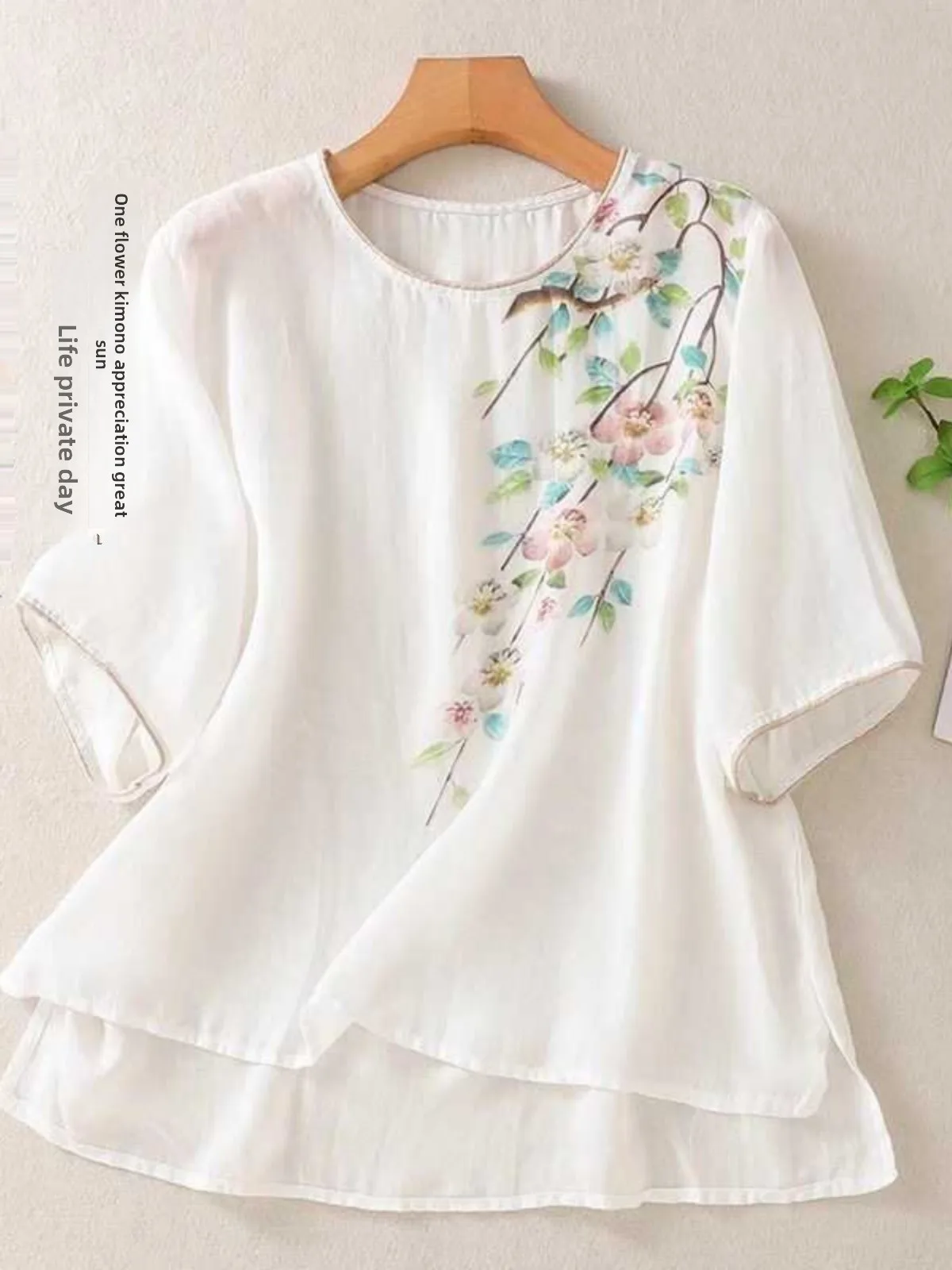 

New Chinese Sle Retro Cotton Linen Women's Summer Thin Loose irt ort Sve High End Cotton Linen Small Top