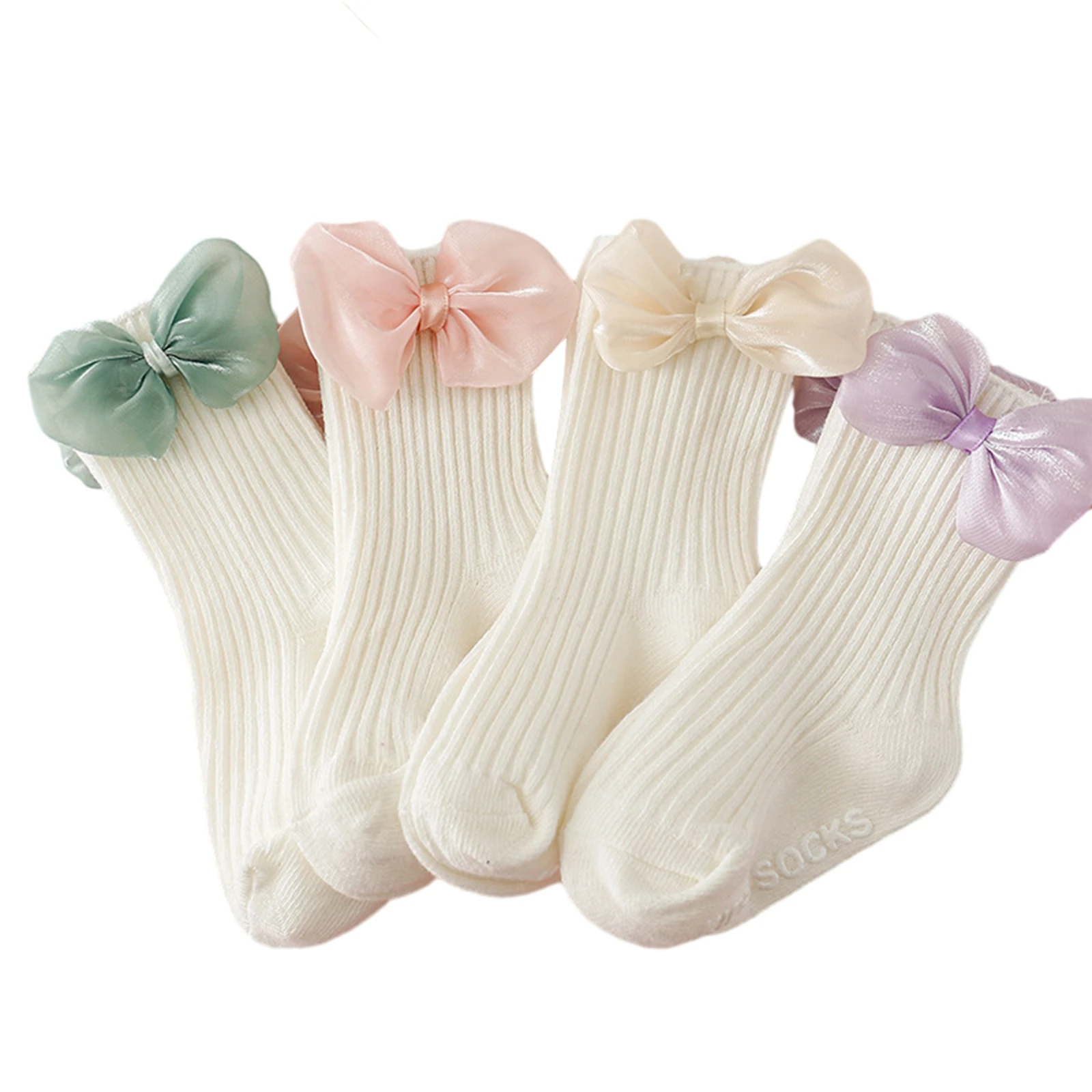 

BeQeuewll Toddler Girls Ankle Socks Breathable Knit Ribbed Bow Princess Socks for Party Wedding Travel