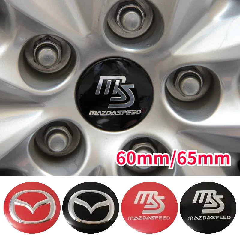 60mm 65mm Car Wheel Hub Cap Stickers for Mazda MS 3 6 GH Atenza CX5 CX5 CX3 CX9 RX7 RX8 Axela Accessories