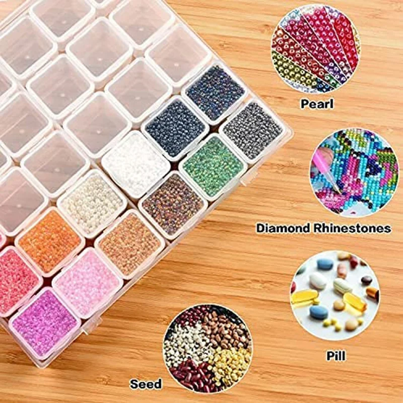 Upgraded 30 Grids Large Diamond Painting Storage, Tools Containers Plastic Bead Organizer Diamond Embroidery Accessories,Box Onl