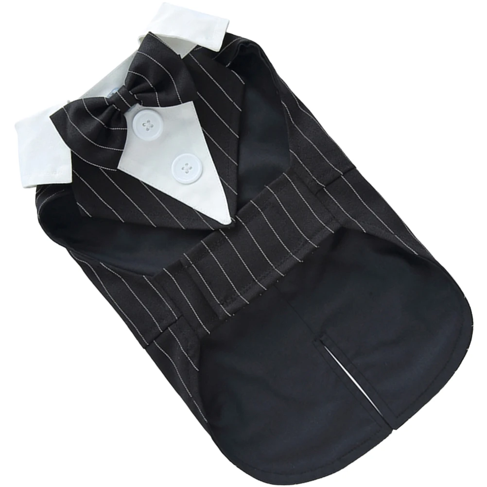 

Dog Costume Dress Clothes Tuxedo for Wedding Outfit Pet Striped Black Polyester Dad