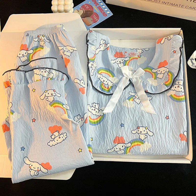 

Cinnamoroll Summer Thin Child Girl Pajamas Set Hello Kitty Melody Sanrio Long Sleeves Long Pants Comfort Cute Girl Homewear