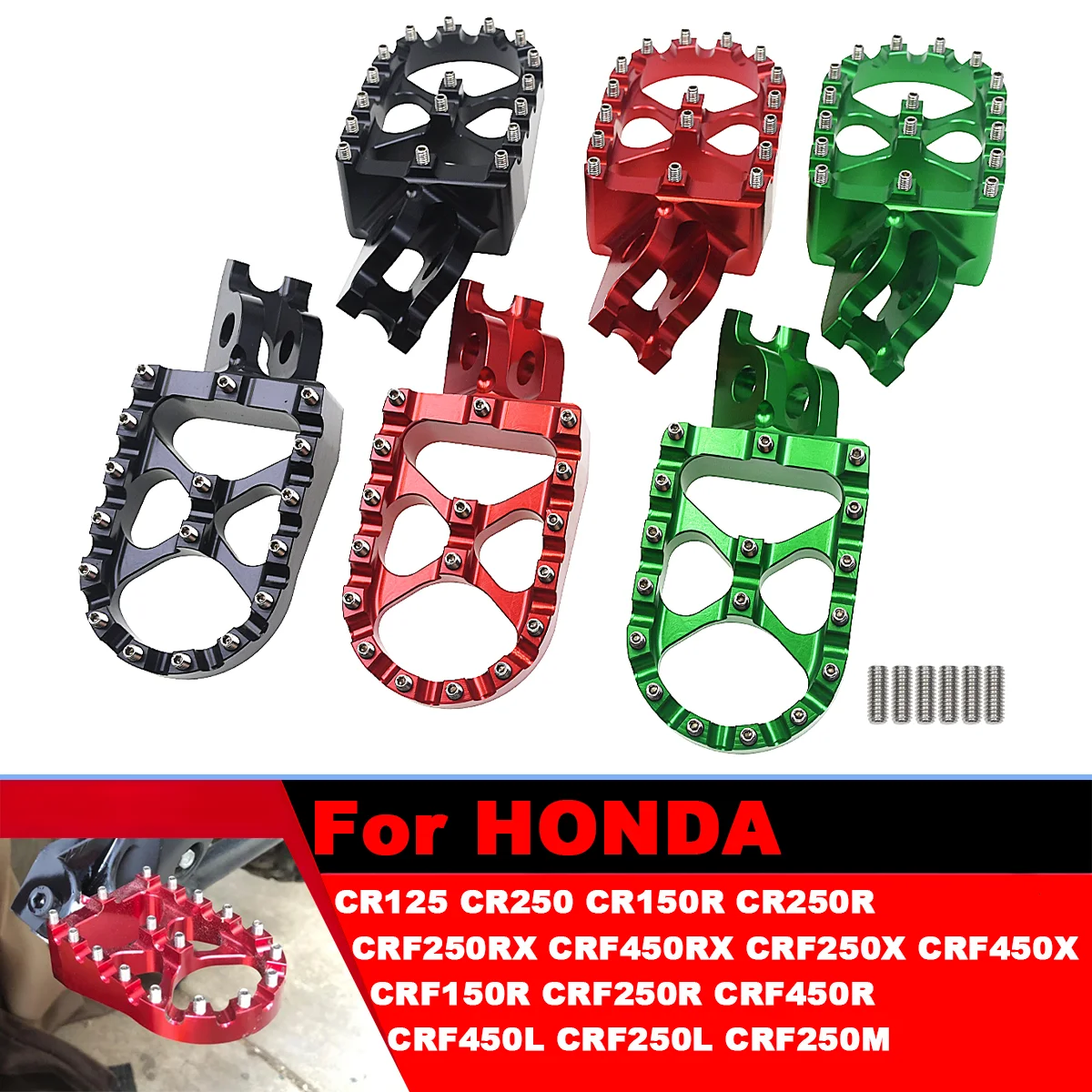 

Motorcycle CNC FootRest Footpegs Foot Pegs Pedals For 2002-2023 HONDA CR 125 250 150R CR250R CRF 150R 250R 450R 250 450 X RX L M