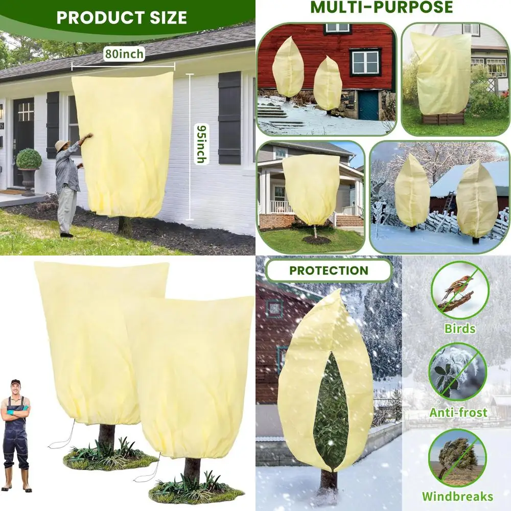 

Extra Large Heavy-Duty Tree Covers with Zipper for Frost Protection, 2 Pack, 2.8 oz/yd² for Fig, Palm, Citrus, and Lemon Trees