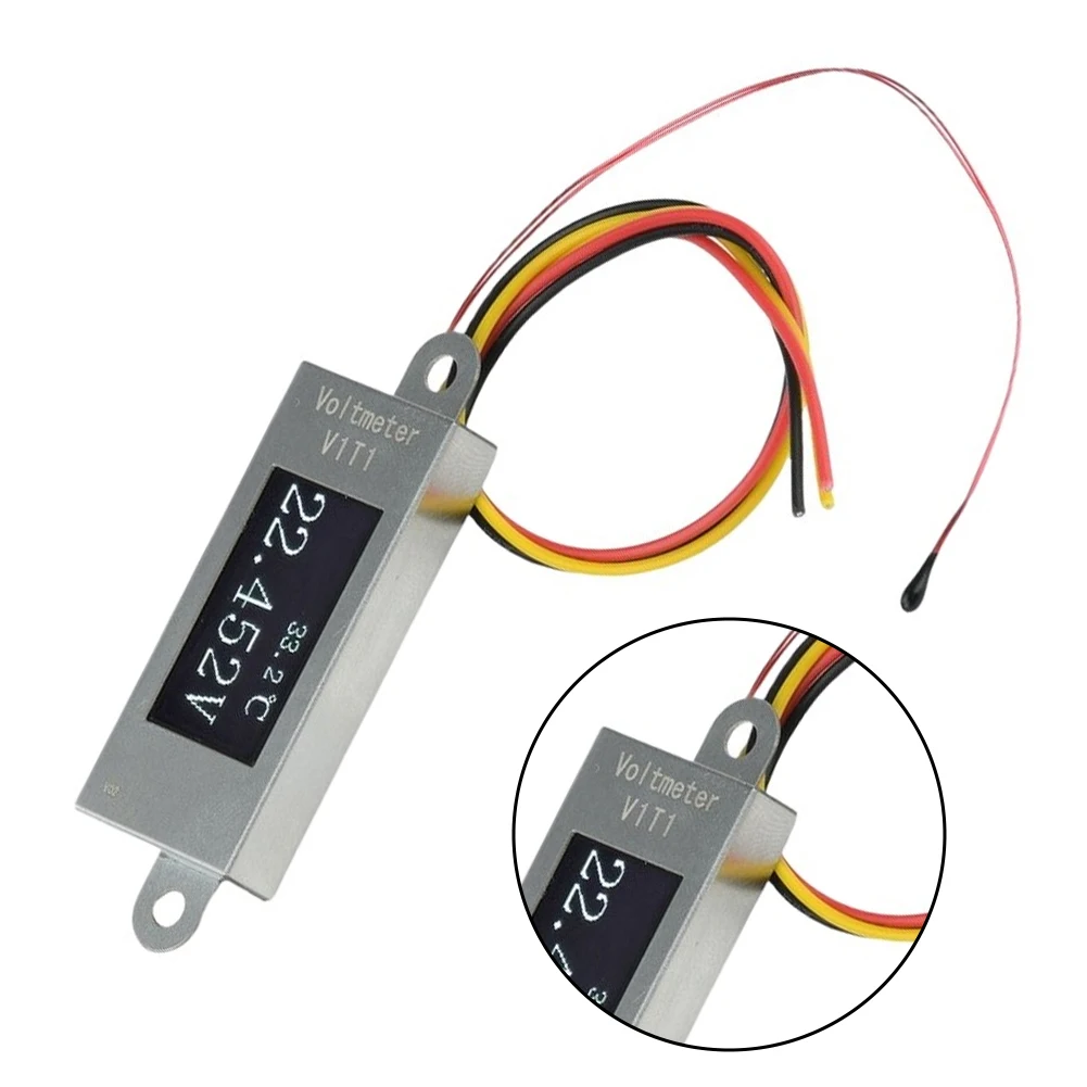 Compact Embedded Meter with For OLED Display 0.77 Inch and 12-Bit Sampling for Accurate Voltage and Temperature Readings