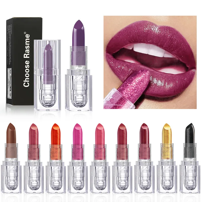 

10-color crystal square tube lipstick matte matte non-fading non-stick cup pearlescent lip gloss cosmetics