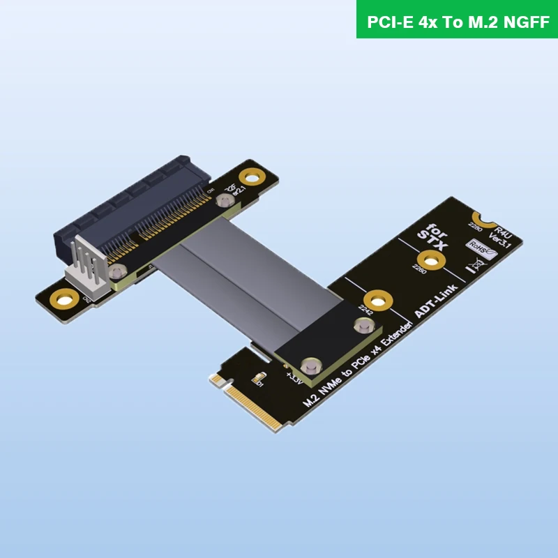 

Riser PCIe x4 3.0 PCI-E 4x To M.2 NGFF NVMe M Key 2280 Riser Card Gen3.0 Cable M2 Key-M PCI-Express Extension cord 32G/bps