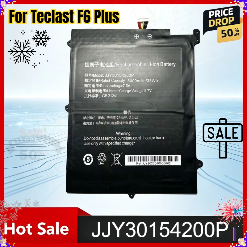 SWZY JJY30154200P 7.6V 5000mAh Replacement Laptop Battery for Teclast F6 Plus 13.3 1920 × 1080 IPS Ultraportabil Notebook Batter