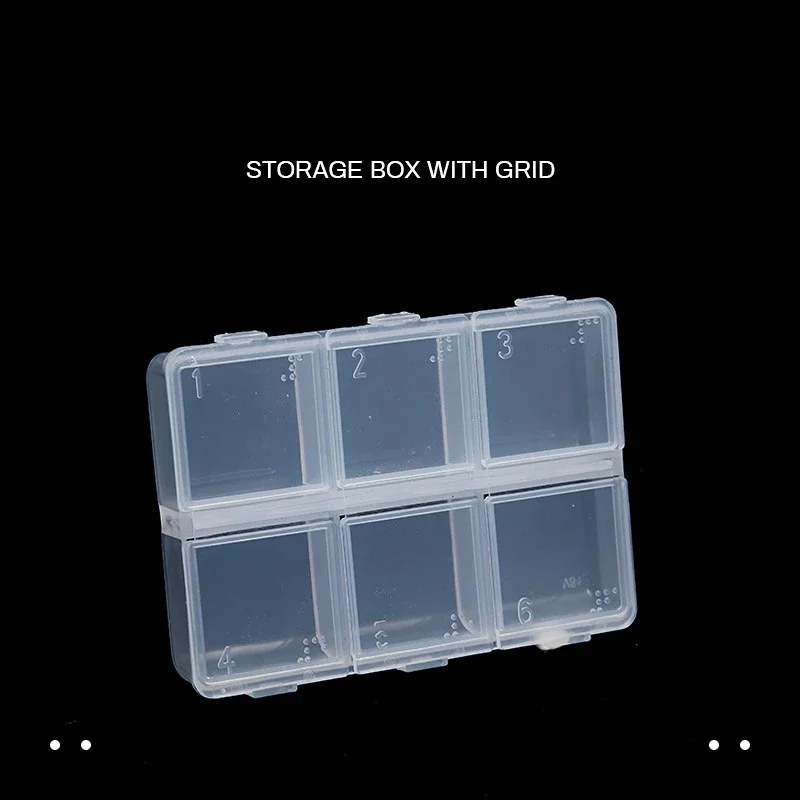 6 Grids Adjustable Jewelry Beads Drills Nail Art False Tips Storage Box Case Hard Transparent Plastic Jewelry Tool Accessories