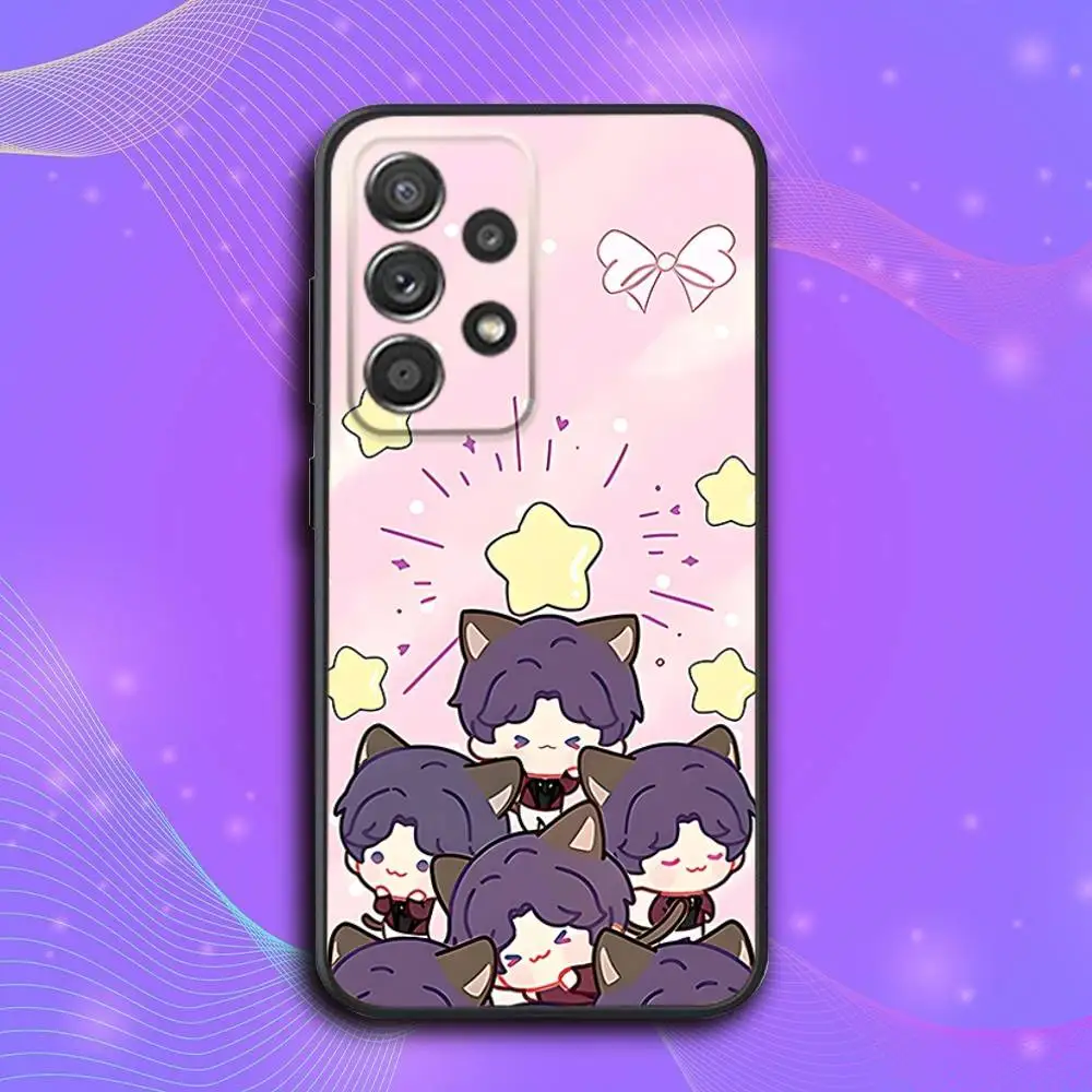 حافظة هاتف R-Rafayel Love and Deepspace لهاتف سامسونج S 25,24,23,22,30,21,10,9,Ultra,Plus,Lite,FE,4,5G حافظة سوداء ناعمة