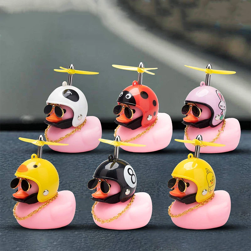 

Rubber Duck Car Duck Dashboard Decorations With Helmet Broken Wind Pendant Road Bike Motor Helmet Riding Cycling Accessories