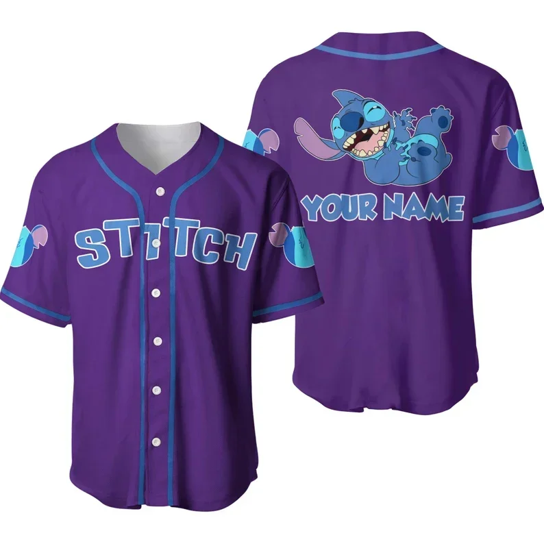 

Custom Name Jersey Disney Stitch Baseball Jersey Men Women Tops Disney Baseball Uniform Shirts Casual Party Wear