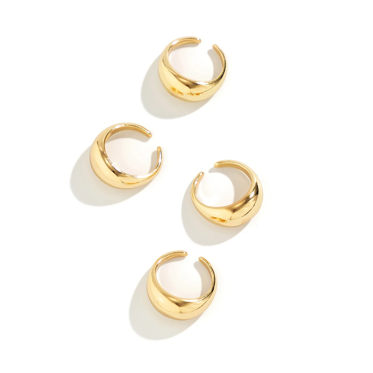 Ingemark 4Pcs Unique Smooth Water Drop Open Rings for Women Vintage Geometric Adjustable Knuckle Ring Set Couple Accessories