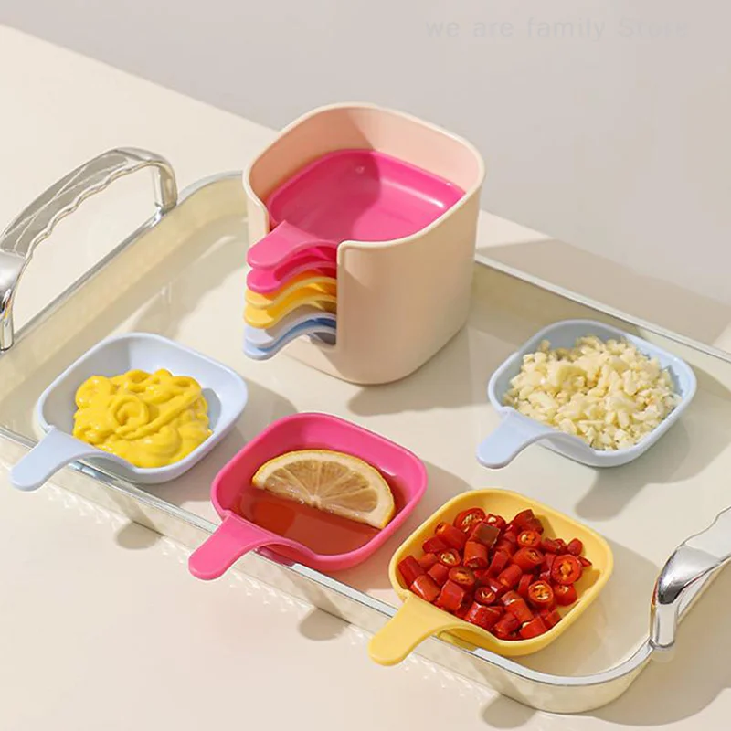 6 sztuk kolorowych plastikowych kwadratowych talerzy z pudełkiem Talerz z kością Talerz deserowy wielokrotnego użytku Odpowiedni do rodzinnej restauracji piknikowej na kempingu
