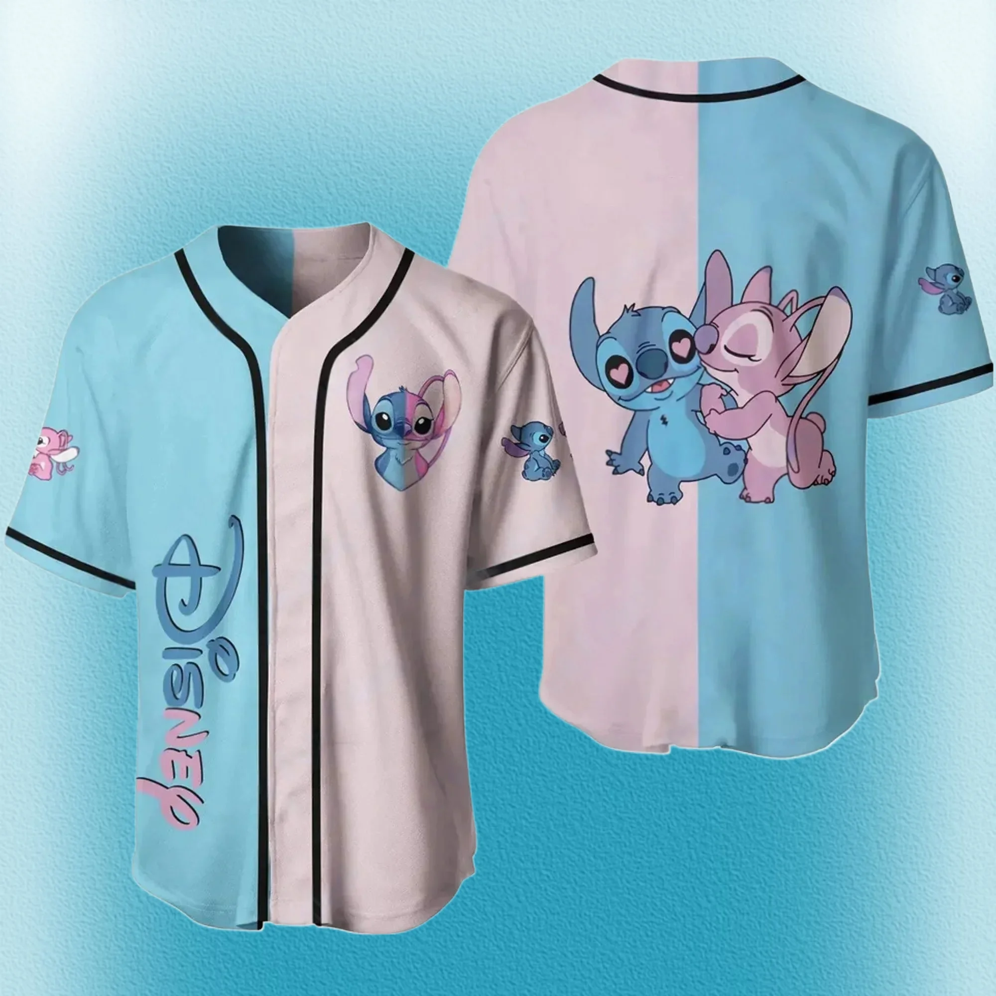 

2025 Disney New Summer Vintage Stitch/ Angel Disney Jersey Shirt Stitch Gift For Sport Oversized Baseball Jersey Special Edition
