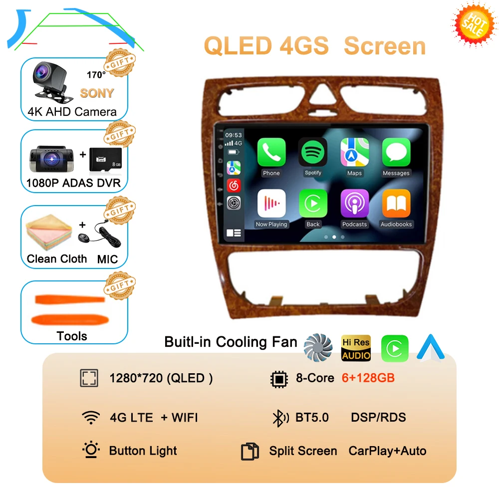 Android 16 autoradio multimediasysteem voor Mercedes Benz W203 Vito W639 Vaneo CLK W209 W210 CarPlay navigatie GPS 4G BT