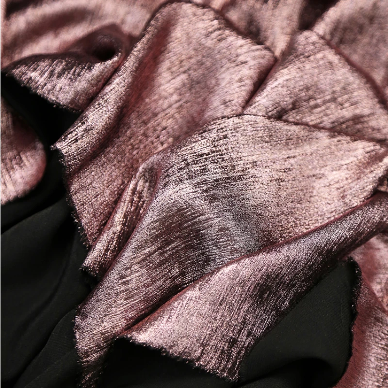 Chiffon Hot Stamping Fabric Metallic Texture Bright for Slip Dress Clothing Designer Handmade Diy Sewing Material Cloth