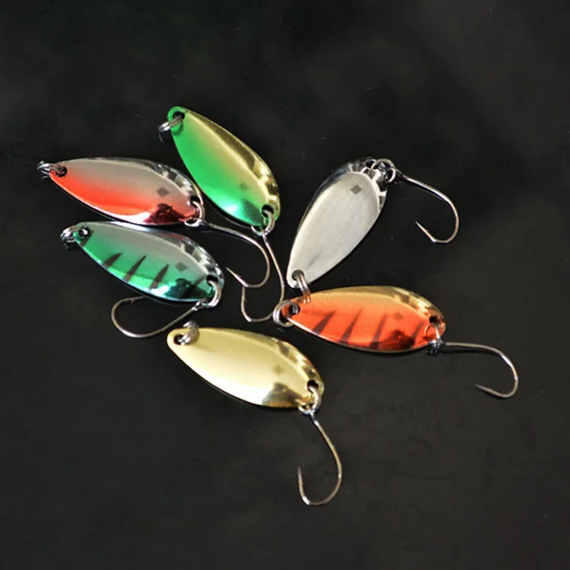 6pcs/lot 3g 3.1cm Fishing Tackle Bait Fishing Metal Spoon Lure Bait For Trout Bass Spoons Small Hard Sequins Spinner Spoon