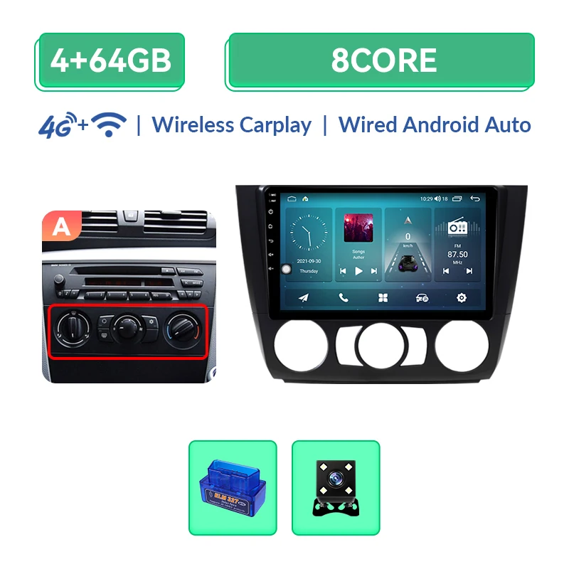 AI Voice Draadloze Carplay 8 + 128GB Autoradio Multimedia Voor BMW 1-Serie E88 E82 E81 E87 2004-2011 Android Navigatie GPS 4G Wifi