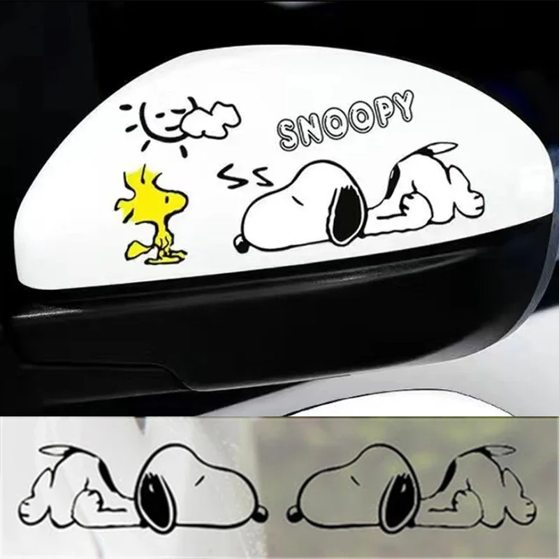 Snoopy Car Accessories Universal Auto Sticker Non Fading Fashion Strip Side Rear View Mirror Cute Decor Decal Waterproof Sticker