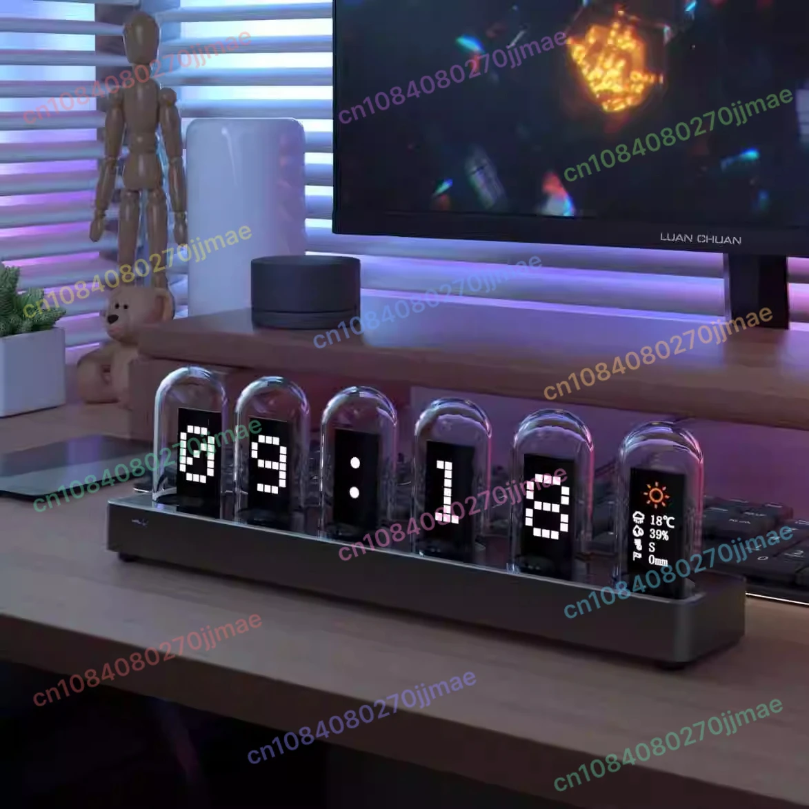 

Настольные часы Киберпанк Многофункциональные электронные цифровые светящиеся часы Nixie Tube Edyitable Display Pictures Современные часы Nixie