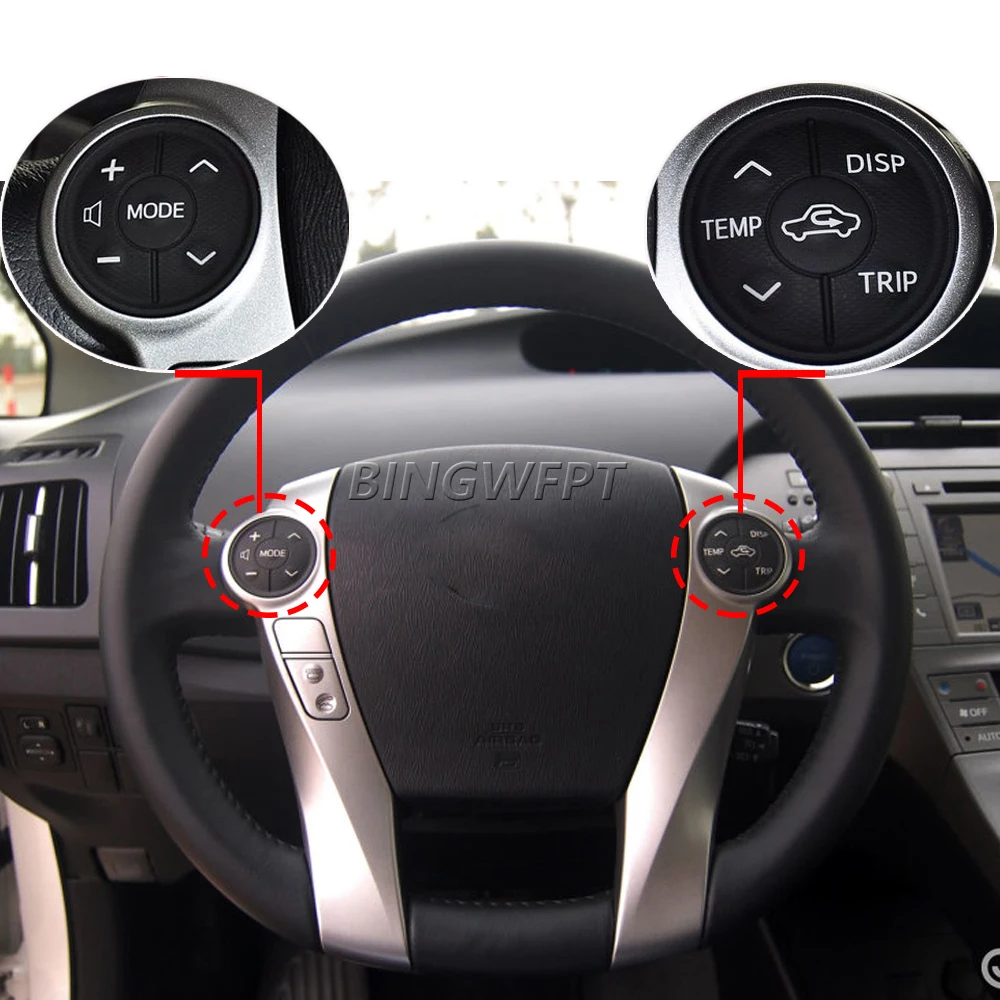 BINGWFPT 2PCS Steering Wheel Switch Control Panel Rubber For prius plus 2012 - 2015 Prius C 2011-2015 Aqua 2012-2014 Button