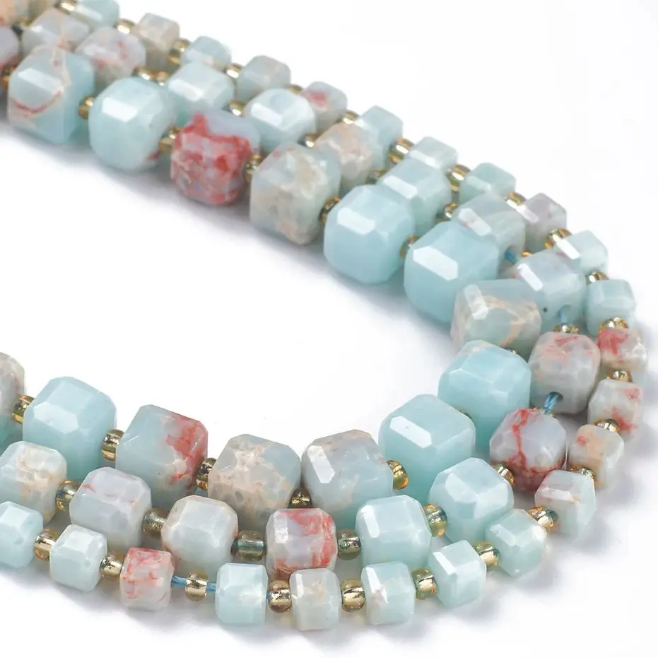 Natürliche Stein Facettierte Quadratische Shoushan Jaspis Stein Cube Spacer Perle Für Schmuck Machen Diy Armband Halskette Perlen Zubehör