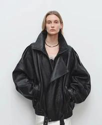 Mauroicardi Spring Oversized Black Soft Pu Leather Jacket Men Long Sleeve Belt Luxury Designer European Fashion Clothes 2025