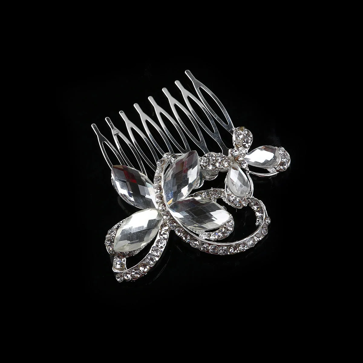 

Silver 7*7Cm Alloy Rhinestone Hair Comb Water Drill Hair Ornament For Women Wedding Party Prom Bridal Hairpin Headwear